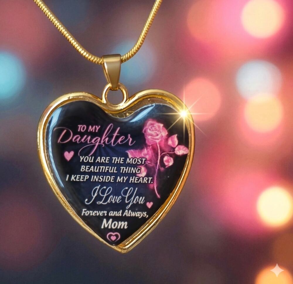 Option A: To My Daughter "Forever and Always" Heart Pendant Necklace
